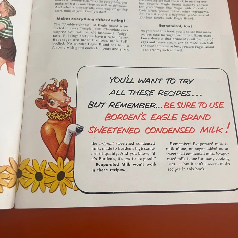 Vtg 1952 Borden's Eagle Brand 70 Magic Recipes Cookbook Elsie the Cow Booklet